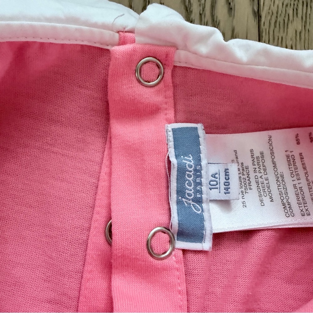 Jacadi Pink Tee with White Scalloped Collar - Picture 4 of 4